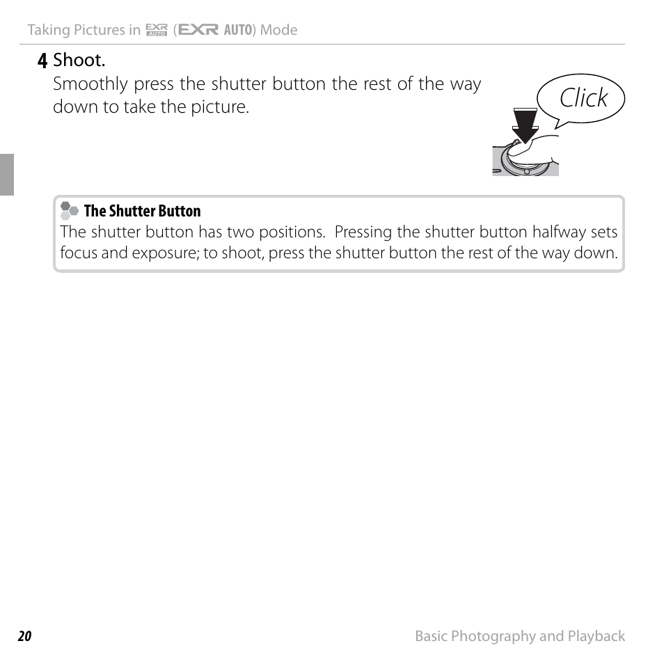 Click | FujiFilm DIGITAL CAMERA FINEPIX F800EXR User Manual | Page 38 / 171