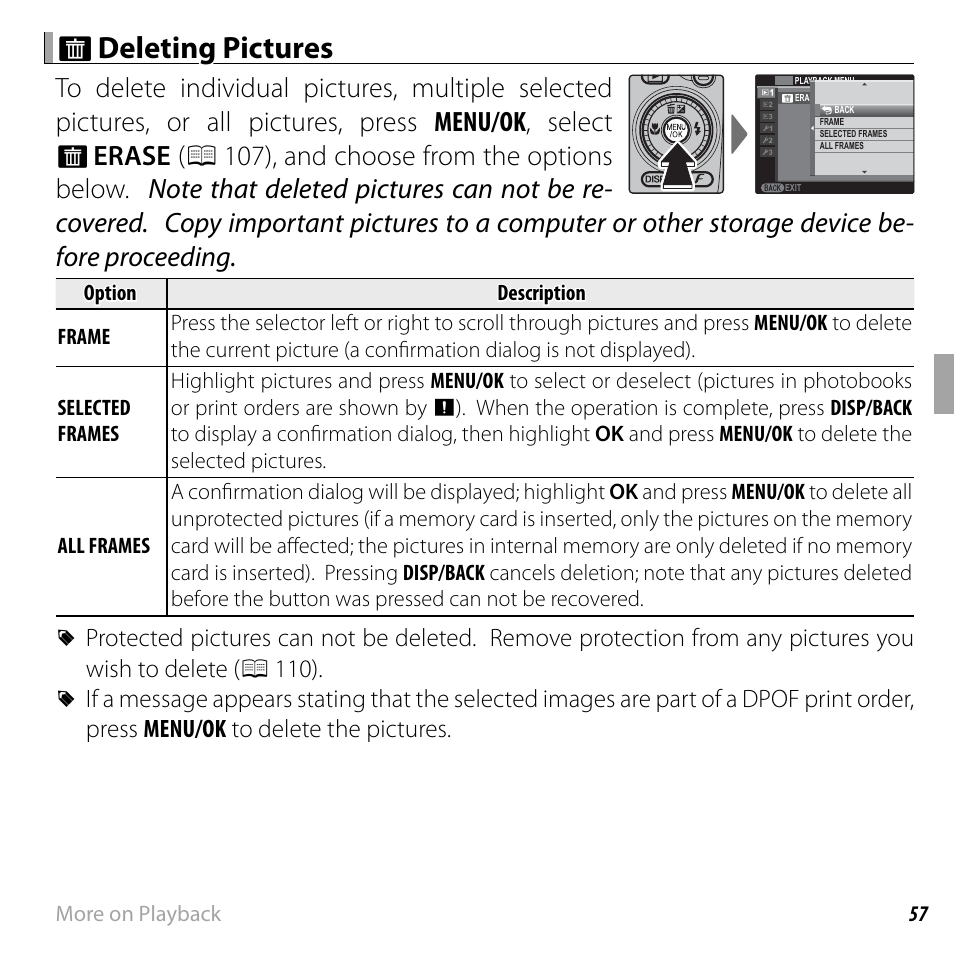 A a deleting pictures deleting pictures | FujiFilm DIGITAL CAMERA FINEPIX F800EXR User Manual | Page 75 / 171