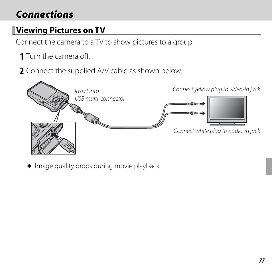 Connections | FujiFilm DIGITAL CAMERA FINEPIX F800EXR User Manual | Page 95 / 171