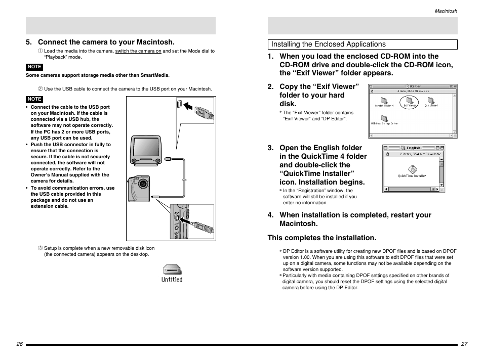 Installing the enclosed applications, Connect the camera to your macintosh | FujiFilm BB10768-301(1) User Manual | Page 14 / 21