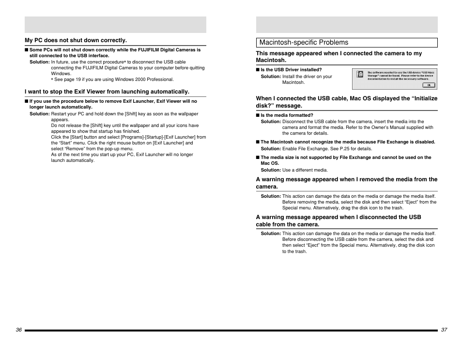 Macintosh-specific problems | FujiFilm BB10768-301(1) User Manual | Page 19 / 21