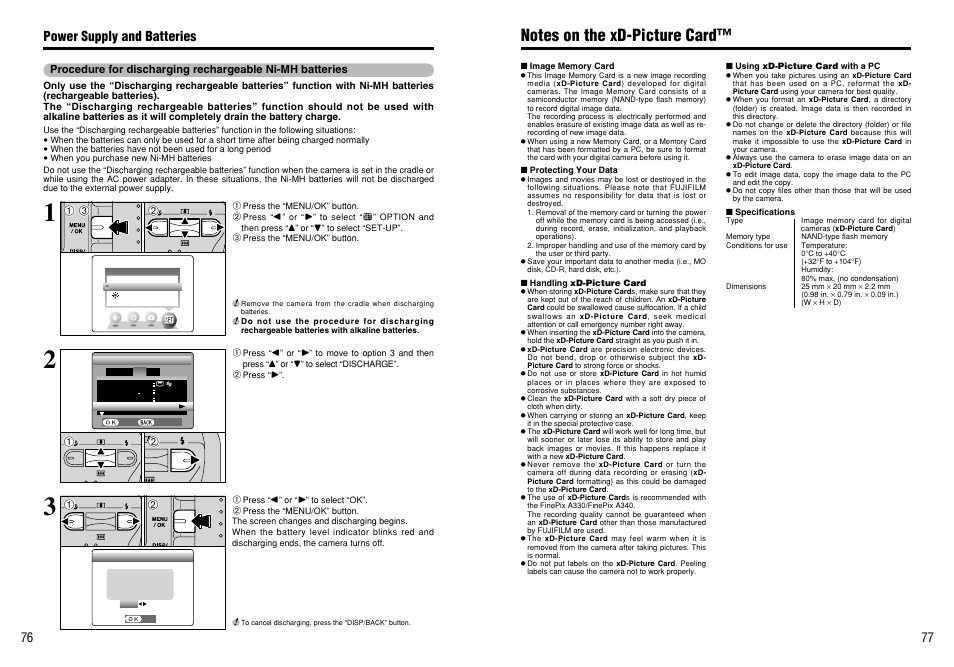 Power supply and batteries | FujiFilm A330 User Manual | Page 39 / 47