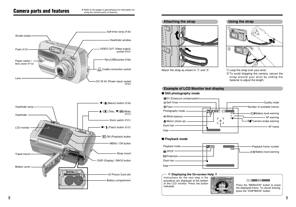 Camera parts and features | FujiFilm A330 User Manual | Page 5 / 47