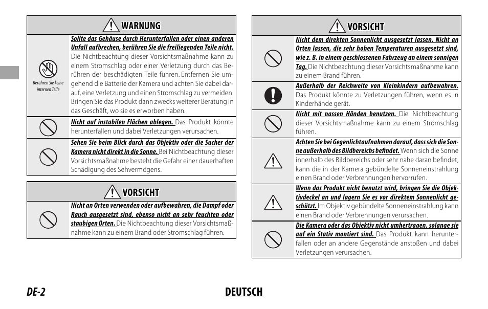 De-2 deutsch | FujiFilm XF14MMF2.8 R User Manual | Page 26 / 128