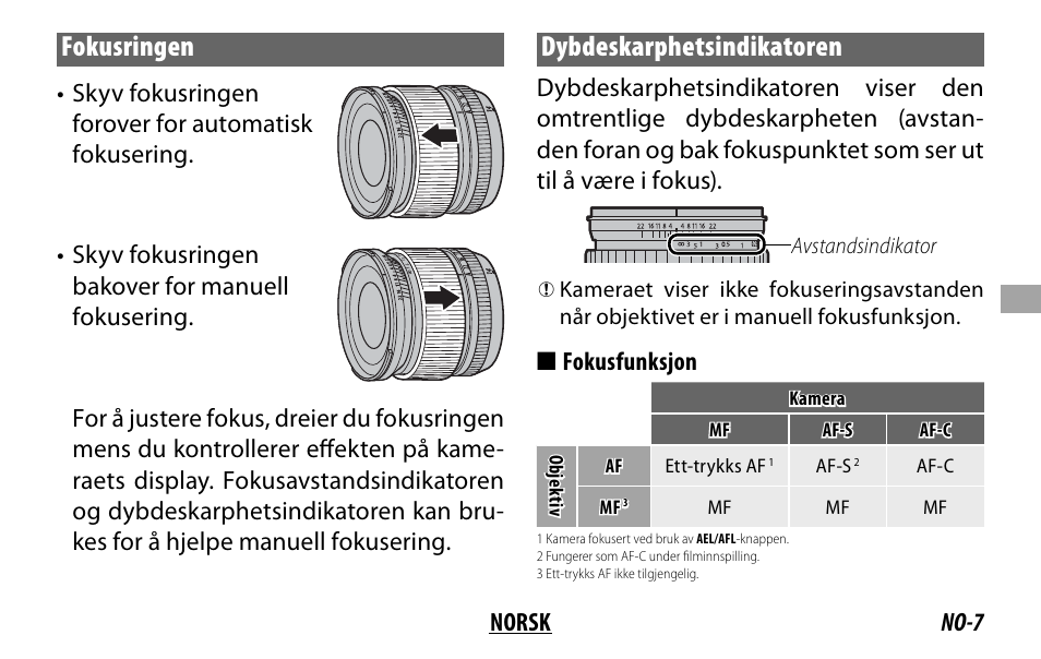 Fokusringen, Dybdeskarphetsindikatoren | FujiFilm XF14MMF2.8 R User Manual | Page 63 / 128