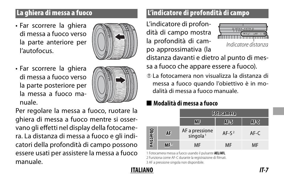 La ghiera di messa a fuoco, L’indicatore di profondità di campo | FujiFilm XF14MMF2.8 R User Manual | Page 87 / 128