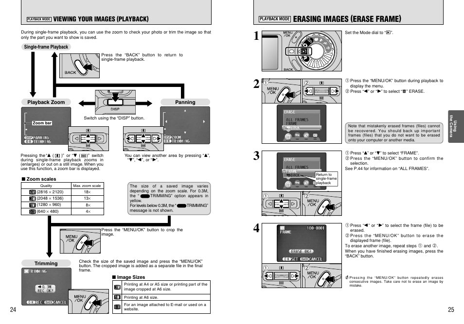 Erasing images (erase frame) | FujiFilm A310 User Manual | Page 13 / 43