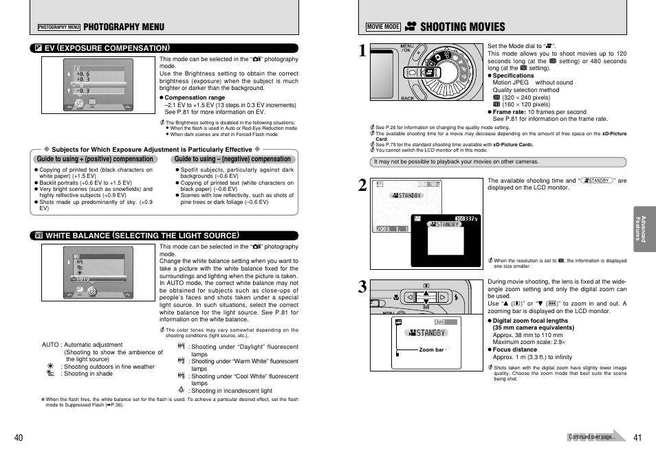 R shooting movies, Photography menu | FujiFilm A310 User Manual | Page 21 / 43