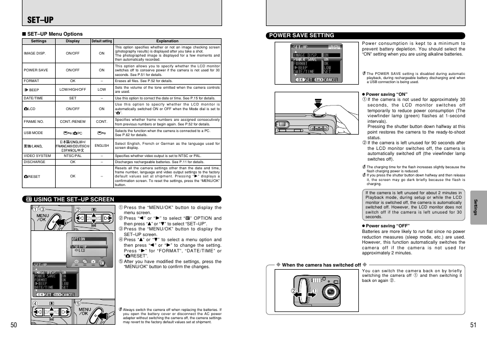 Set–up | FujiFilm A310 User Manual | Page 26 / 43