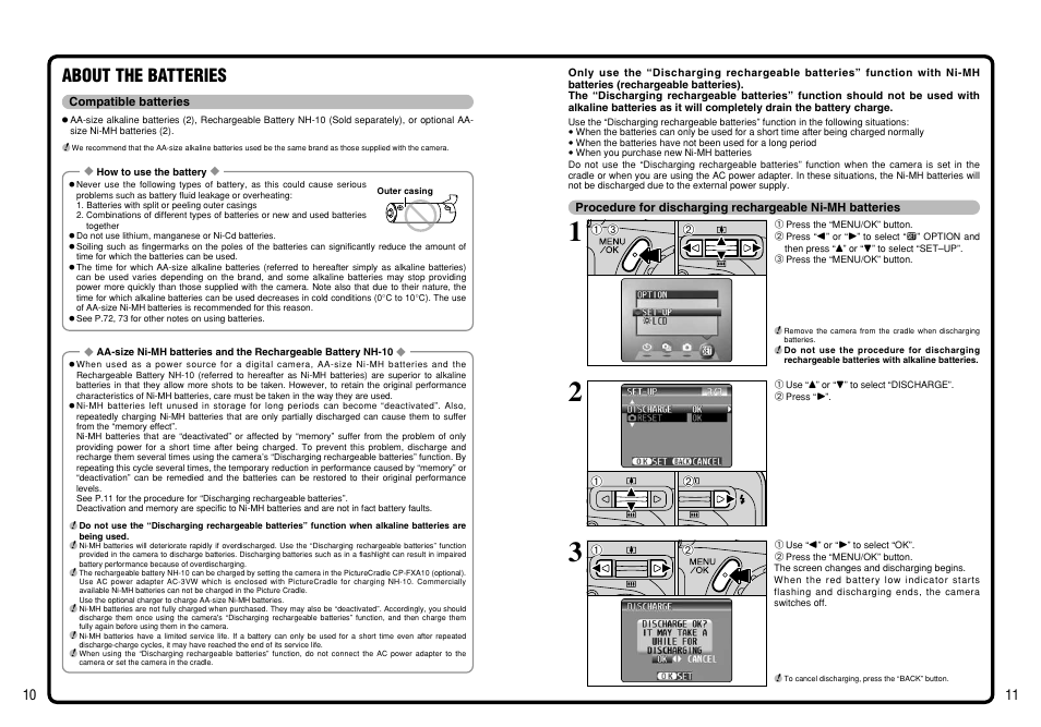 About the batteries | FujiFilm A310 User Manual | Page 6 / 43