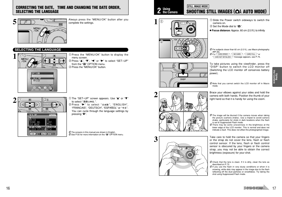 Shooting still images ( a auto mode) | FujiFilm A310 User Manual | Page 9 / 43