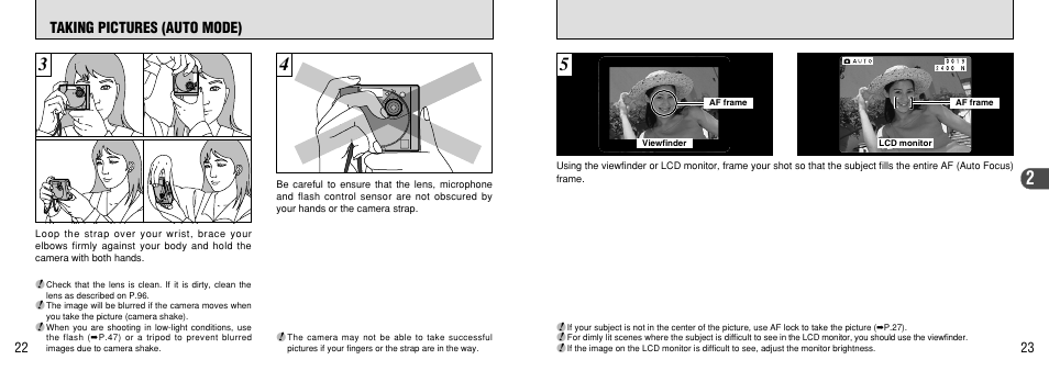 P.23), Taking pictures (auto mode) | FujiFilm FinePix 40i User Manual | Page 12 / 58