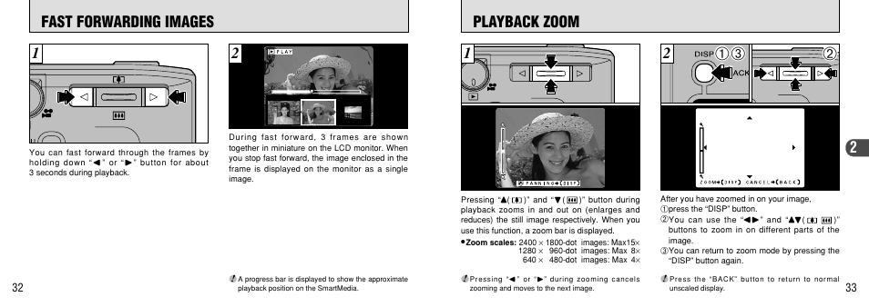 Fast forwarding images, Playback zoom, Fast forwarding images playback zoom | 1fast forwarding images 1 | FujiFilm FinePix 40i User Manual | Page 17 / 58