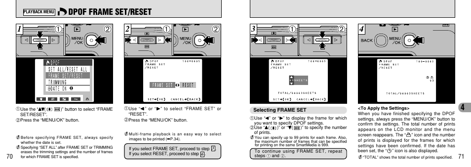 Dpof frame set/reset | FujiFilm FinePix 40i User Manual | Page 36 / 58