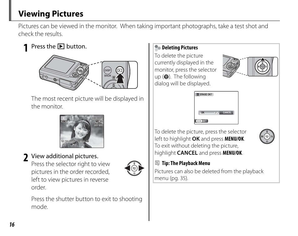 Viewing pictures | FujiFilm FinePix A235 User Manual | Page 22 / 102