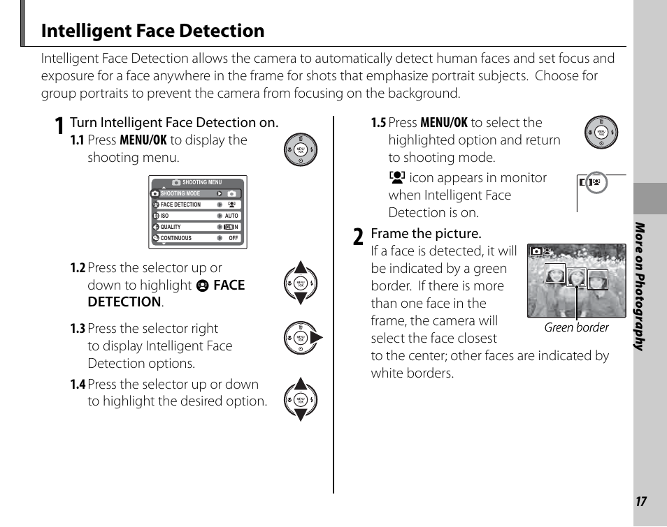 Intelligent face detection | FujiFilm FinePix A235 User Manual | Page 23 / 102
