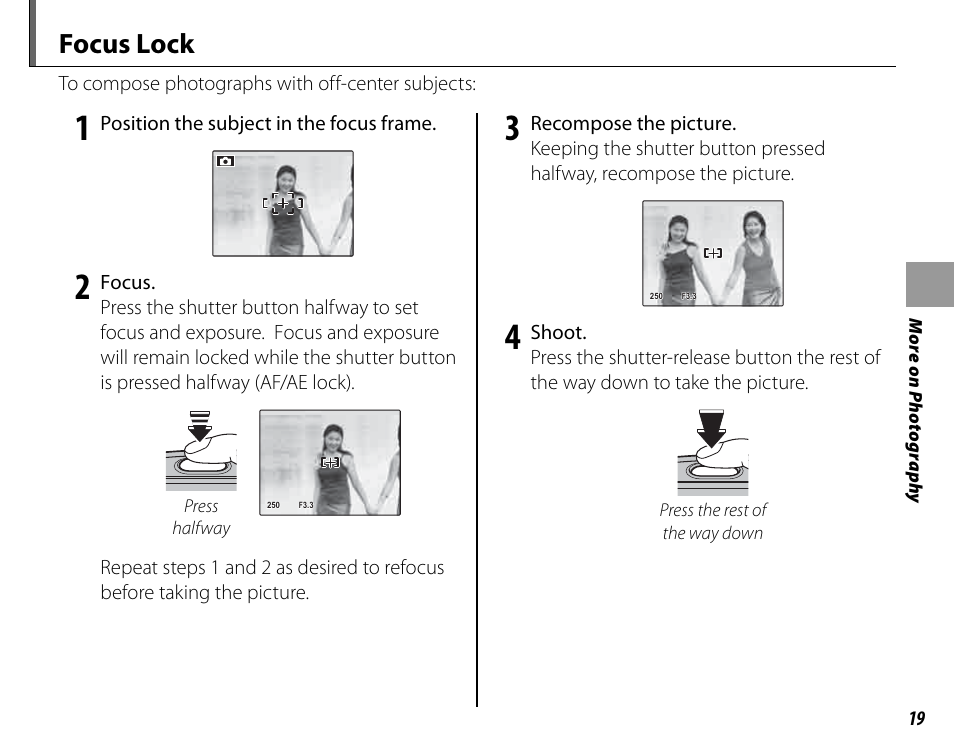 Focus lock | FujiFilm FinePix A235 User Manual | Page 25 / 102