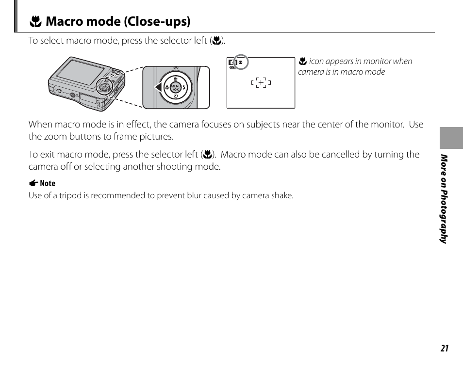 L macro mode (close-ups) | FujiFilm FinePix A235 User Manual | Page 27 / 102