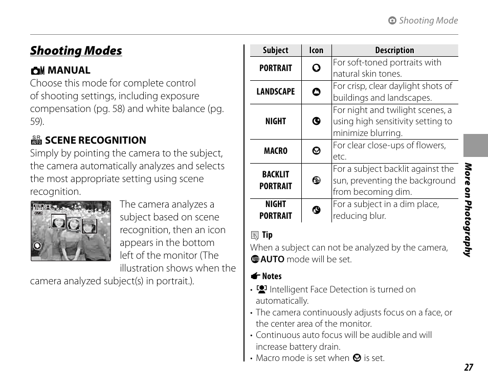 Shooting modes | FujiFilm FinePix A235 User Manual | Page 33 / 102