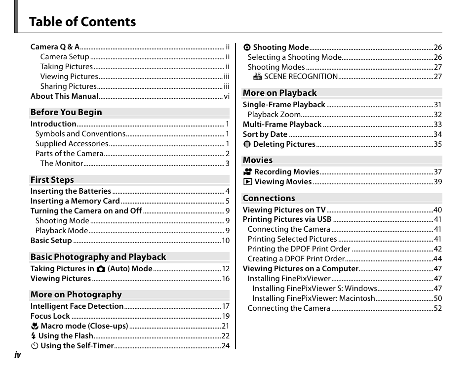 FujiFilm FinePix A235 User Manual | Page 4 / 102