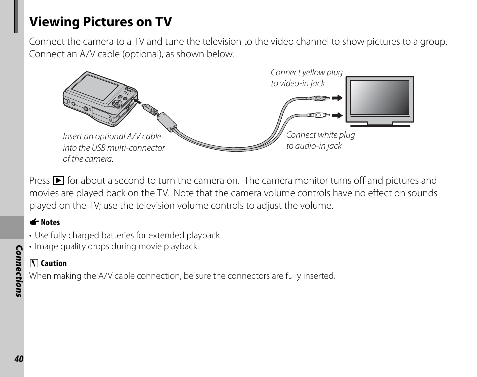 Viewing pictures on tv | FujiFilm FinePix A235 User Manual | Page 46 / 102