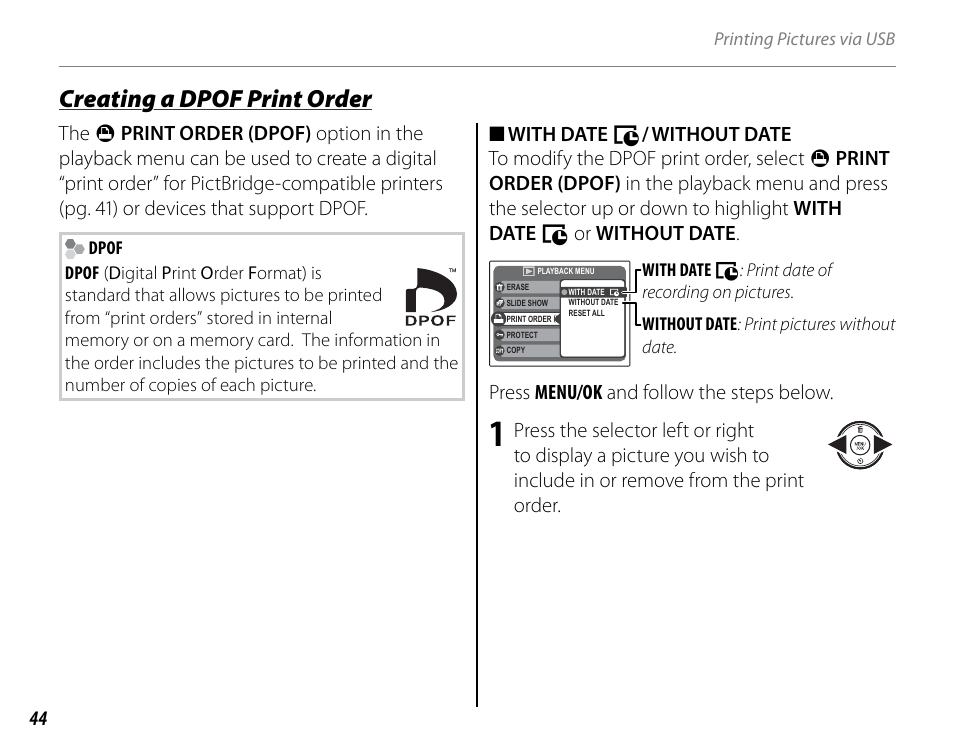 Creating a dpof print order | FujiFilm FinePix A235 User Manual | Page 50 / 102