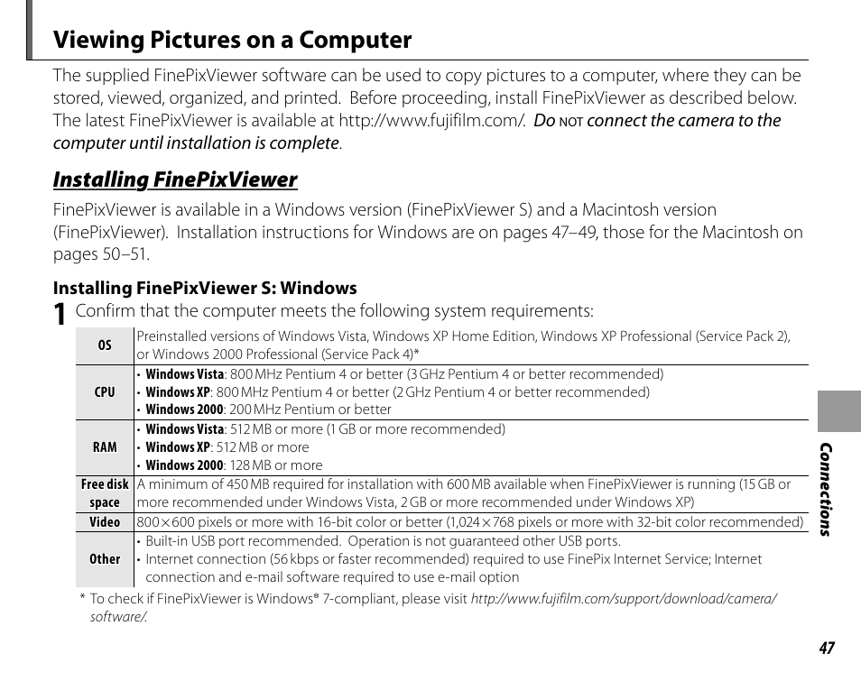 Viewing pictures on a computer, Installing finepixviewer | FujiFilm FinePix A235 User Manual | Page 53 / 102