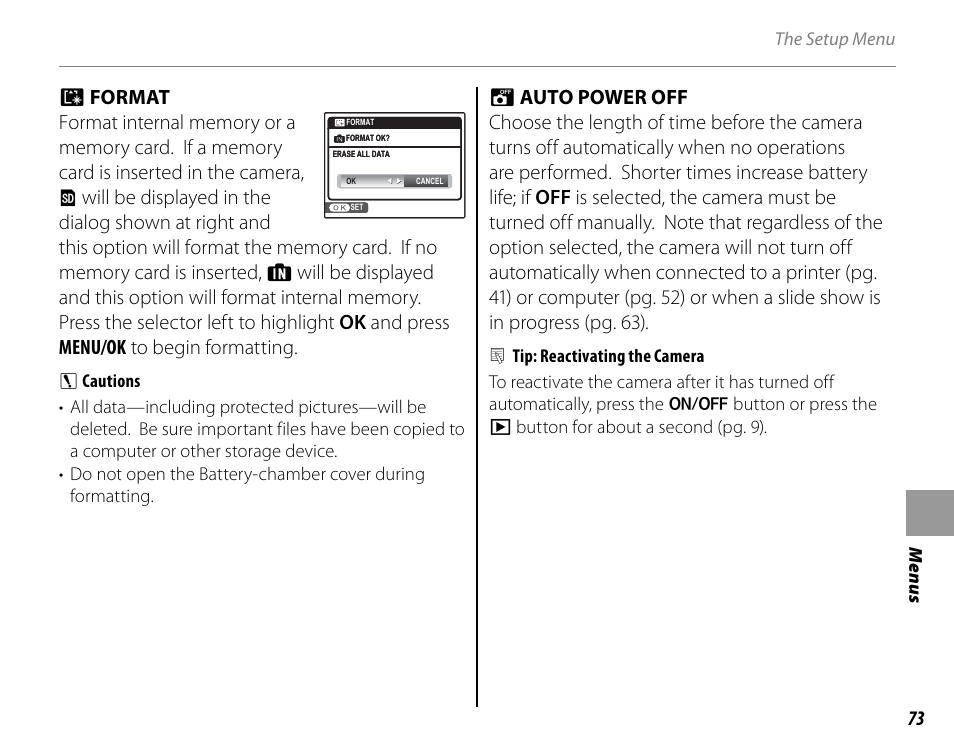 Men us the setup menu | FujiFilm FinePix A235 User Manual | Page 79 / 102