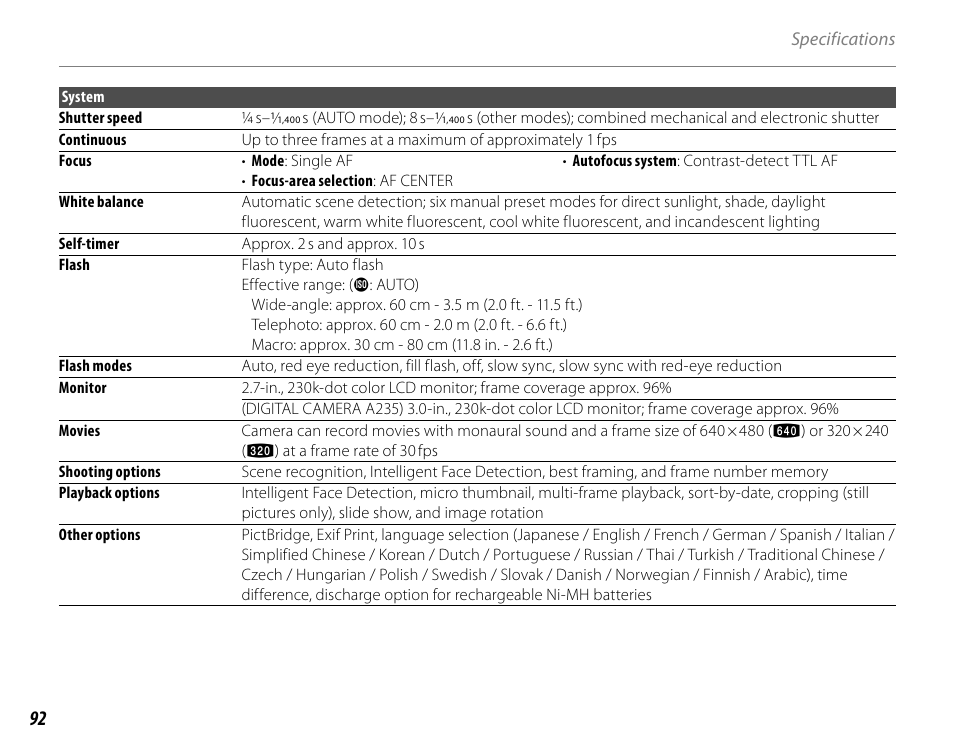 FujiFilm FinePix A235 User Manual | Page 98 / 102