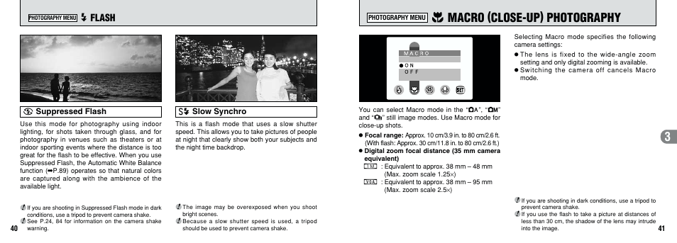 5 macro (close-up) photography, Y flash | FujiFilm 2800 Zoom User Manual | Page 21 / 49