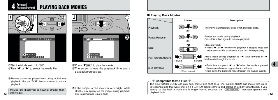 Playing back movies | FujiFilm 2800 Zoom User Manual | Page 27 / 49