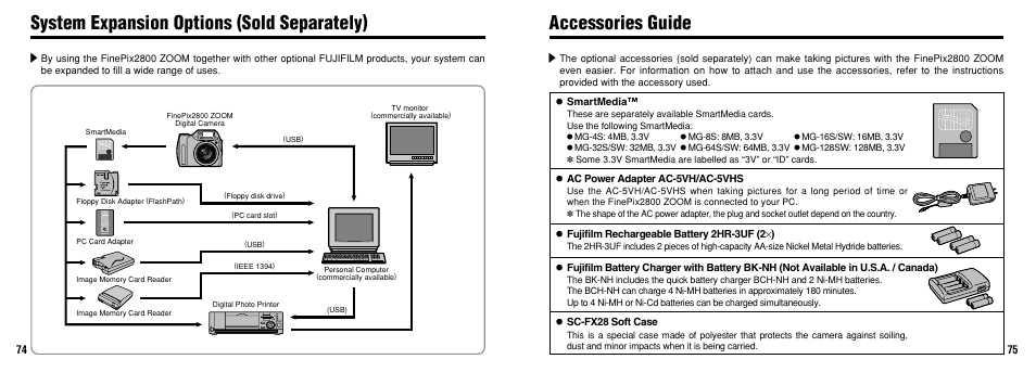 Accessories guide, System expansion options (sold separately) | FujiFilm 2800 Zoom User Manual | Page 38 / 49