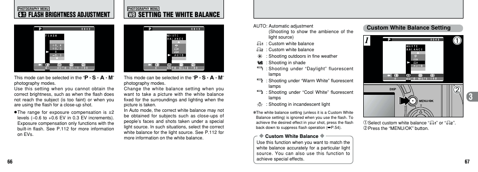 Flash brightness adjustment, Setting the white balance | FujiFilm 6900 User Manual | Page 34 / 67