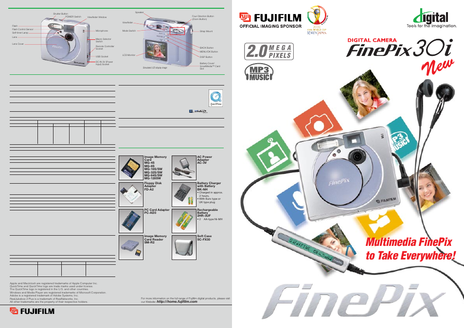 Multimedia finepix to take everywhere | FujiFilm FinePix 30i User Manual | Page 2 / 3