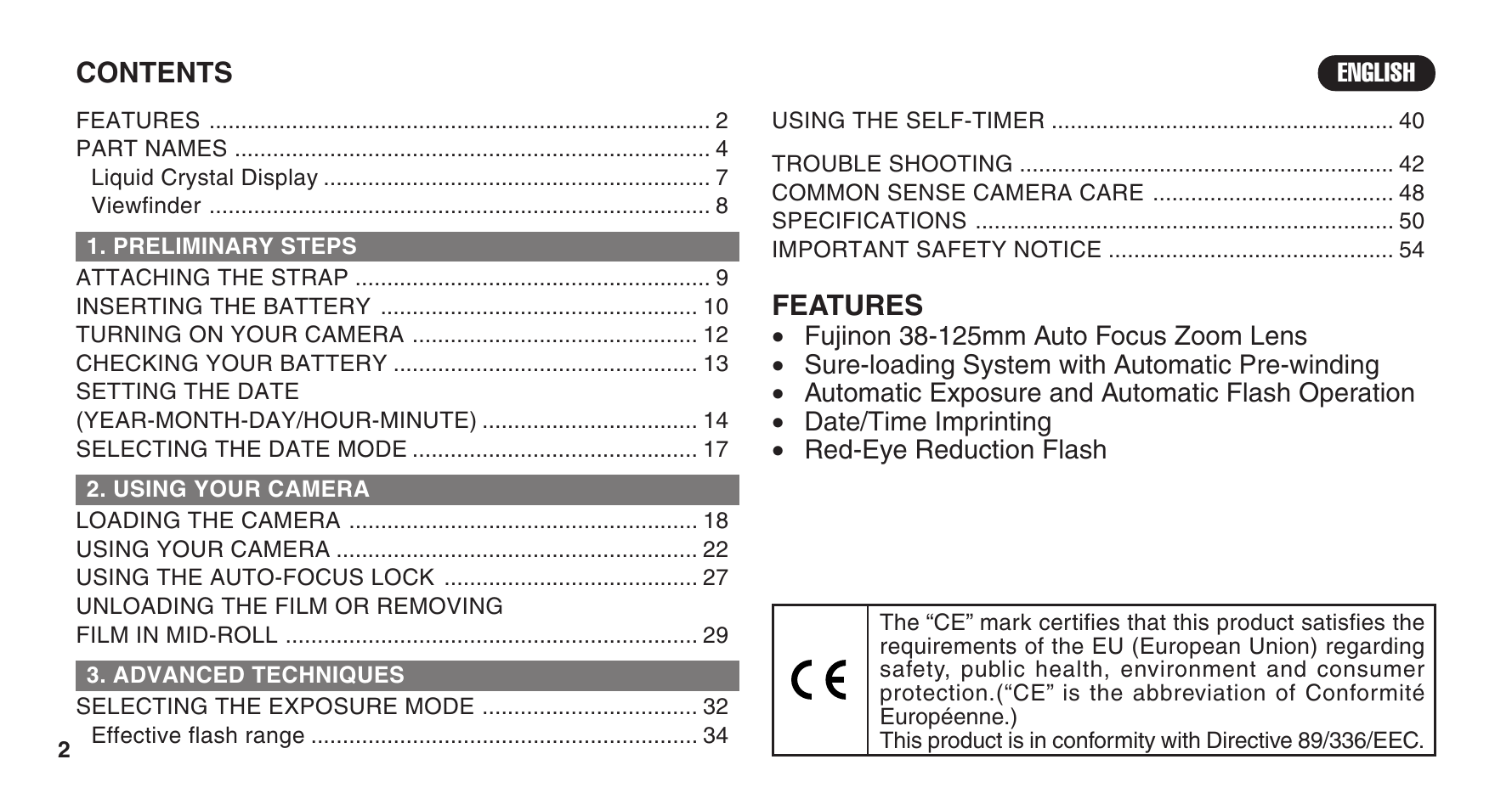 FujiFilm 38-125mm User Manual | Page 2 / 60