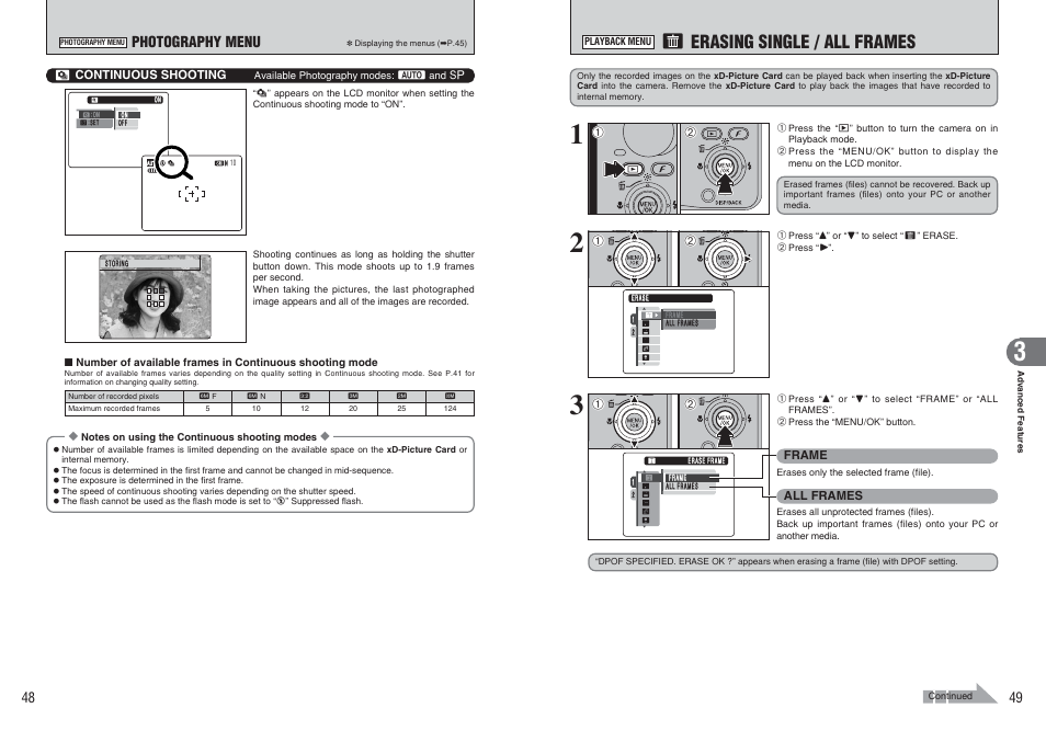 Ò erasing single / all frames, Photography menu | FujiFilm A470 User Manual | Page 25 / 61