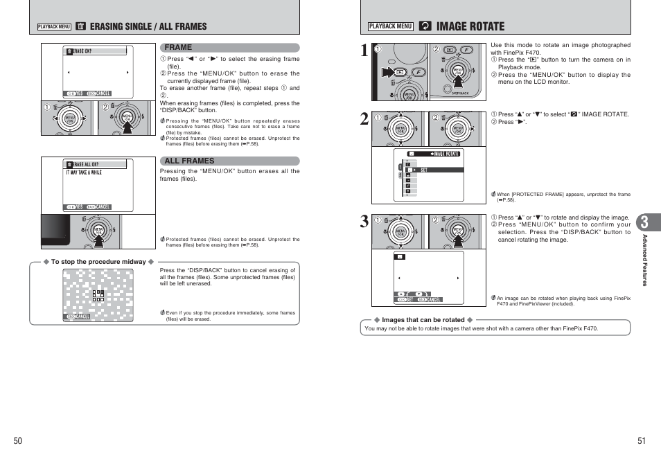 Ú image rotate, Ò erasing single / all frames | FujiFilm A470 User Manual | Page 26 / 61