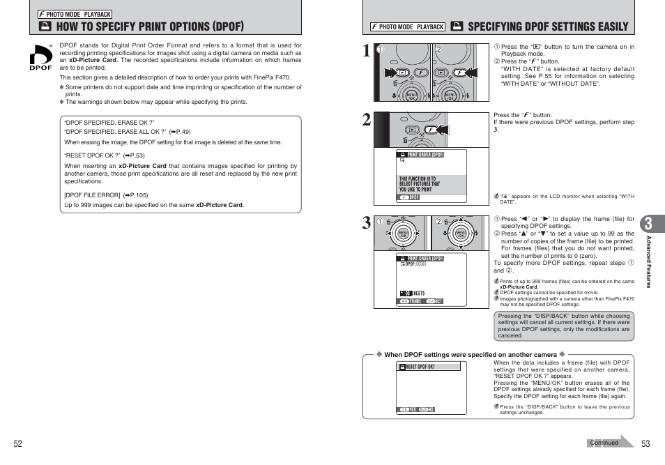 Specifying dpof settings easily, How to specify print options (dpof) | FujiFilm A470 User Manual | Page 27 / 61