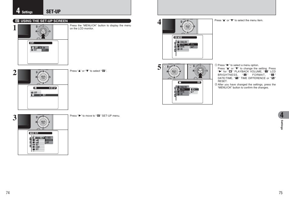 Set-up | FujiFilm A470 User Manual | Page 38 / 61