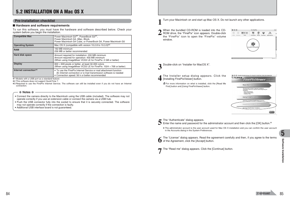 2 installation on a mac os x | FujiFilm A470 User Manual | Page 43 / 61