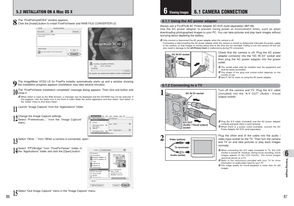 1 camera connection | FujiFilm A470 User Manual | Page 44 / 61