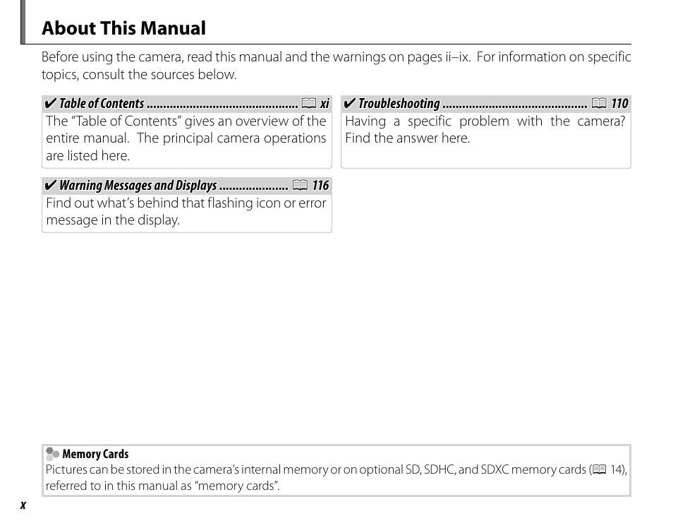 About this manual | FujiFilm FinePix HS30EXR User Manual | Page 10 / 146