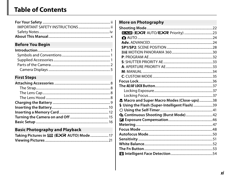 FujiFilm FinePix HS30EXR User Manual | Page 11 / 146