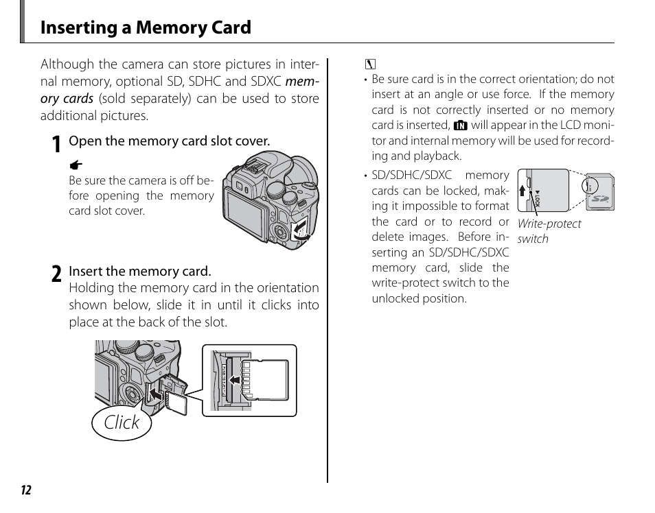 Click | FujiFilm FinePix HS30EXR User Manual | Page 26 / 146