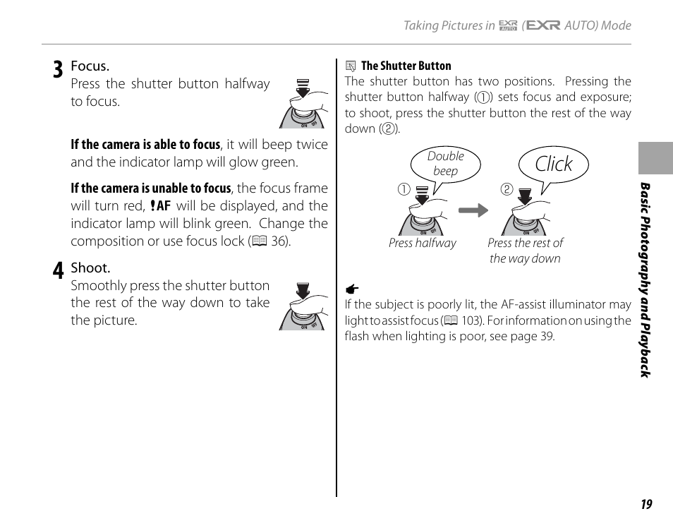 Click | FujiFilm FinePix HS30EXR User Manual | Page 33 / 146