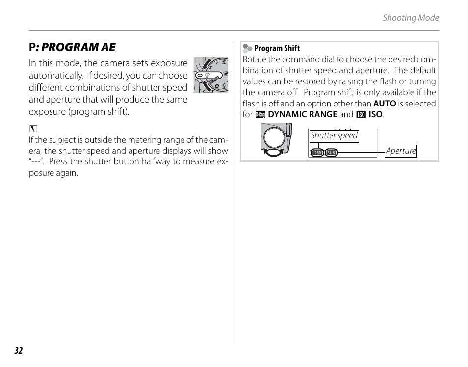 Pp : program ae : program ae | FujiFilm FinePix HS30EXR User Manual | Page 46 / 146