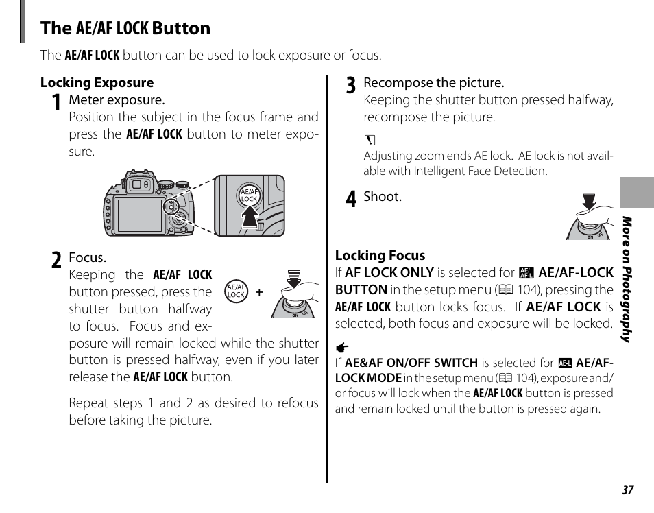 The ae/af lock button | FujiFilm FinePix HS30EXR User Manual | Page 51 / 146