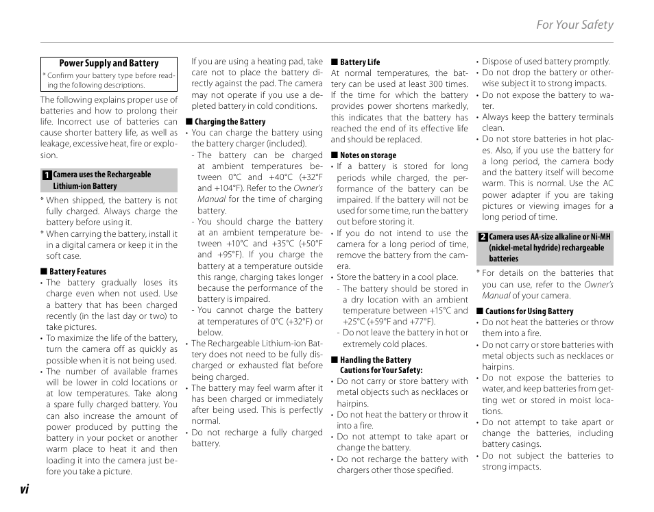 For your safety | FujiFilm FinePix HS30EXR User Manual | Page 6 / 146