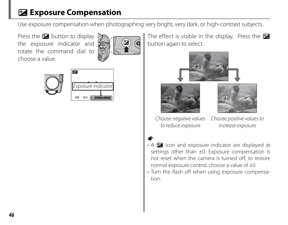 D exposure compensation | FujiFilm FinePix HS30EXR User Manual | Page 60 / 146