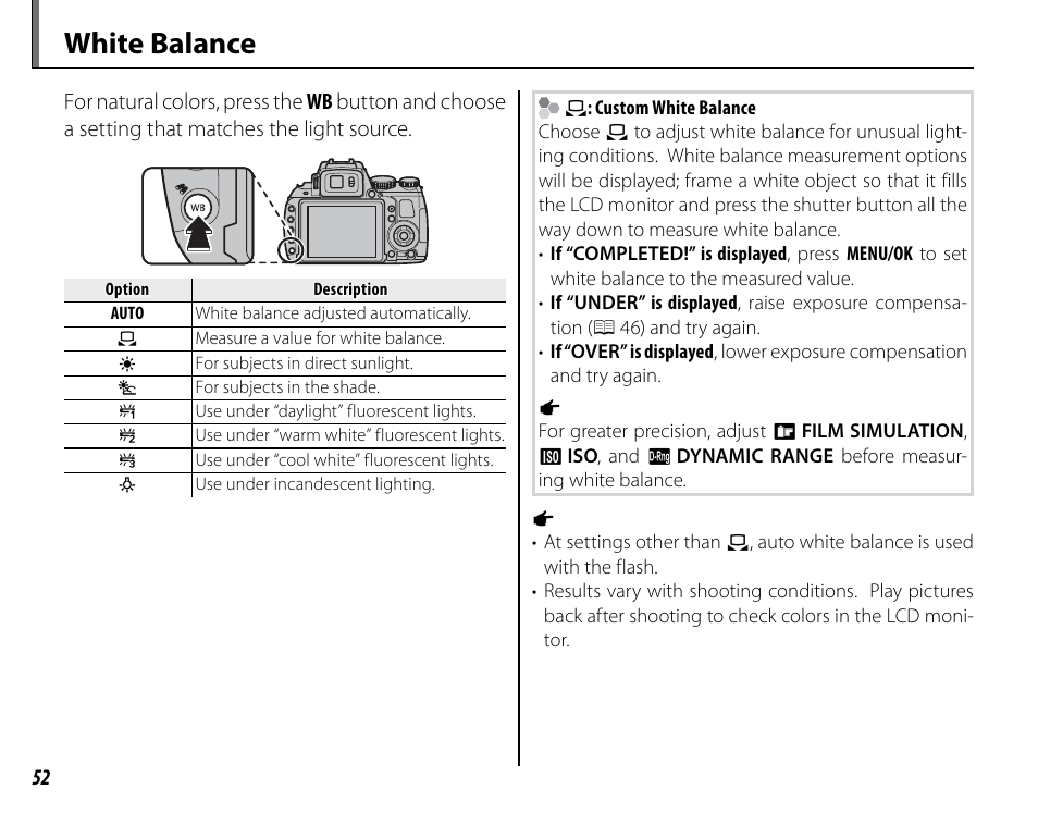 White balance | FujiFilm FinePix HS30EXR User Manual | Page 66 / 146